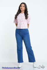 High-Rise Panel Stitch Straight Jean