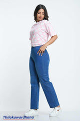 High-Rise Panel Stitch Straight Jean