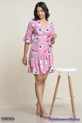 Tendenza Ruffle Hem Wrap Mini Dress