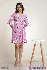 Tendenza Ruffle Hem Wrap Mini Dress