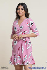 Tendenza Ruffle Hem Wrap Mini Dress