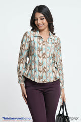 Engage Printed Overlapped Long Sleeve Top