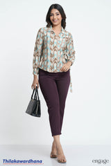 Engage Printed Overlapped Long Sleeve Top