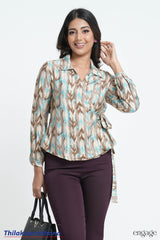 Engage Printed Overlapped Long Sleeve Top