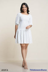 Aura Ivory Whimsy Polka Dress