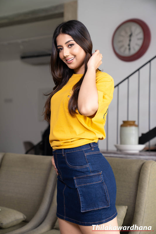 Akasi Mid Waist Denim Skirt