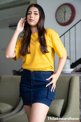 Akasi Mid Waist Denim Skirt