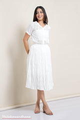 Aura Ivory Charm Midi Skirt