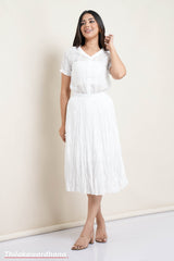 Aura Ivory Charm Midi Skirt