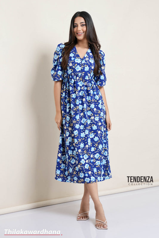 Tendenza Floral Printed Buttoned Down Dress