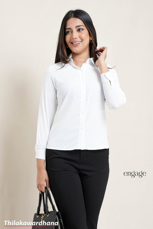 Engage Classic White Long Sleeve Top