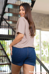 Akasi Mid Waist Denim Short