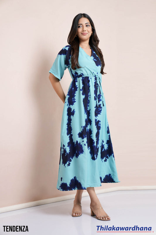 Tendenza Crossover V Neck Maxi Dress