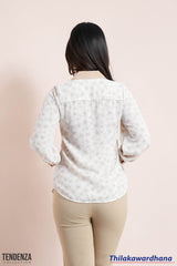 Tendenza Bishop Sleeve Button Front Top