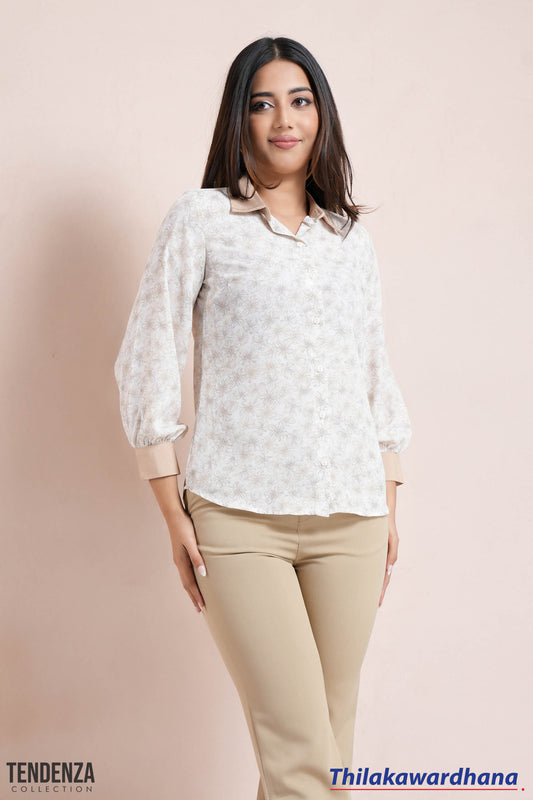Tendenza Bishop Sleeve Button Front Top