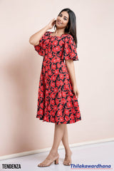 Tendenza Princess Line Printed Midi Dress