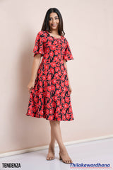 Tendenza Princess Line Printed Midi Dress