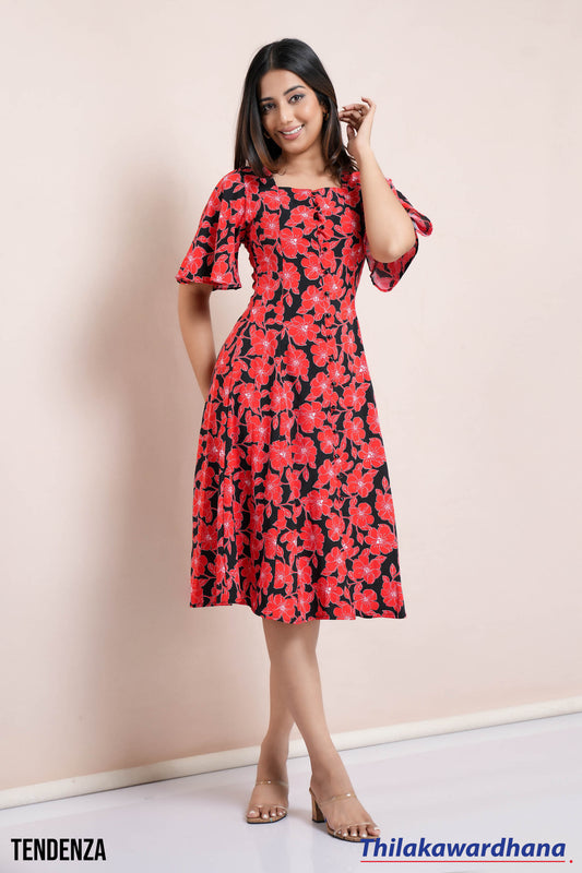 Tendenza Princess Line Printed Midi Dress