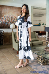 Tendenza Crossover V Neck Maxi Dress