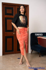 Akasi High Waist Printed Chino Skirt