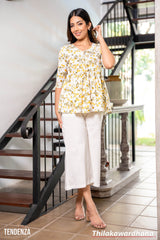 Tendenza Printed Peplum Top