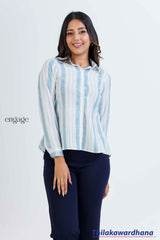 Engage Back Split Striped Printed Shirt