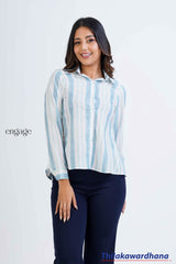 Engage Back Split Striped Printed Shirt