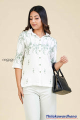 Engage Olive Trails Embroidered Top