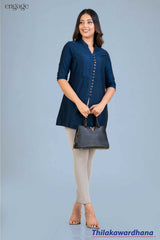 Engage Refined Blue Smart Casual Tunic Top