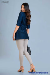 Engage Refined Blue Smart Casual Tunic Top