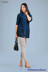 Engage Refined Blue Smart Casual Tunic Top