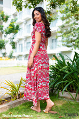 Tendenza Flared Sleeve Side Wrapped Maxi Dress