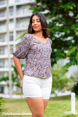 Tendenza Floral Printed Off Shoulder Top