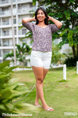 Tendenza Floral Printed Off Shoulder Top