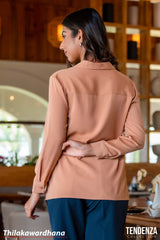 Tendenza Asymmetrical Hem Long Sleeve Top