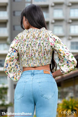 Engage Smocked Printed Crop Top