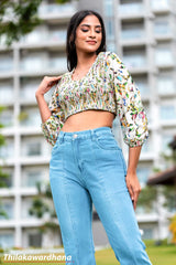 Light Washed Slit Detailed Bell Bottom Jean