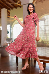Aura Blossoms of Summer in Rosy Elegance Dress