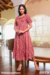 Aura Blossoms of Summer in Rosy Elegance Dress