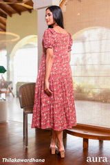 Aura Blossoms of Summer in Rosy Elegance Dress