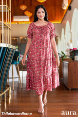 Aura Blossoms of Summer in Rosy Elegance Dress