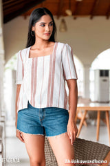 Tendenza Chic Asymmetrical Square Neck Blouse