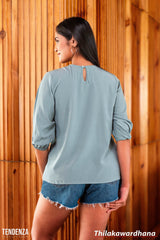 Tendenza Elegant Floral Embroidery Wrap Top