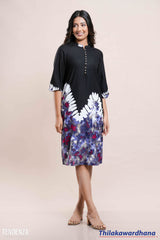 Tendenza Galaxy Printed Loop Button Midi Dress