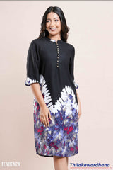 Tendenza Galaxy Printed Loop Button Midi Dress