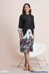 Tendenza Galaxy Printed Loop Button Midi Dress