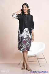 Tendenza Galaxy Printed Loop Button Midi Dress