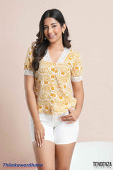 Tendenza Vintage Charm Lace Trim Blouse