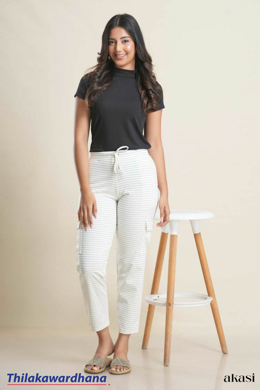Akasi Striped Pocket Detailed Pant