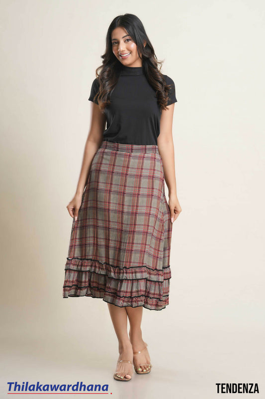 Tendenza Frilled Hem Midi Skirt